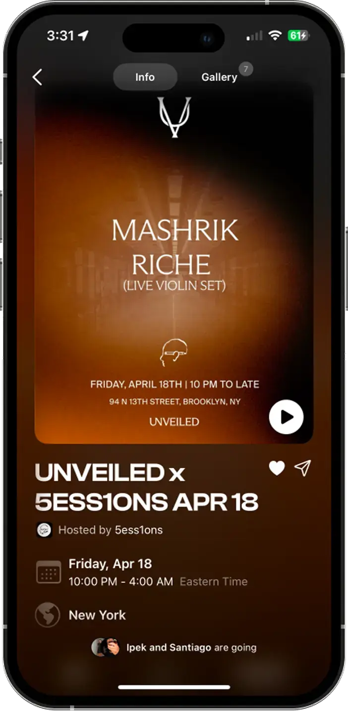 Event app interface